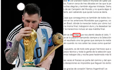 Letra plot emocione e Leo Messit pasi fitoi Kupën e Botës: Është edhe e Diego Maradonas dhe të gjithë atyre që iu afruam në Brazil 2014