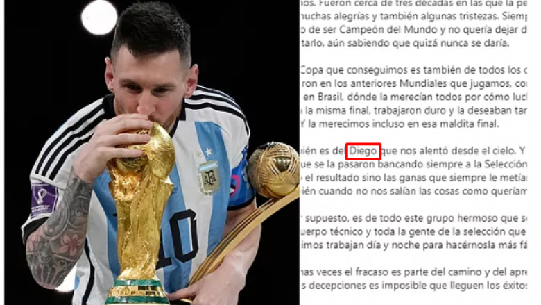 Letra plot emocione e Leo Messit pasi fitoi Kupën e Botës: Është edhe e Diego Maradonas dhe të gjithë atyre që iu afruam në Brazil 2014