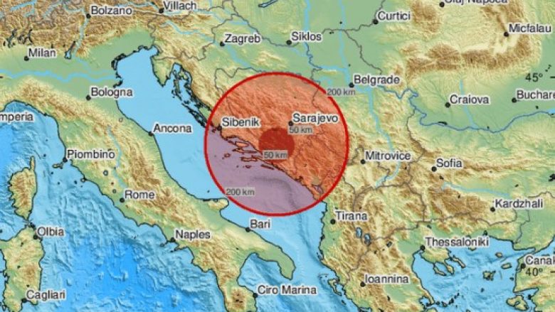 Një tërmet godet Bosnje dhe Hercegovinën, ndjehet edhe në Mal të Zi dhe Kroaci