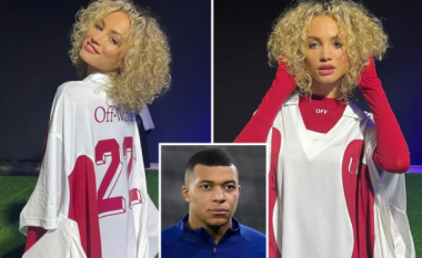 E dashura e përfolur e Kylian Mbappe, Rose Bertram mahniti në shfaqjen e modës në Katar – teksa futbollisti po zhvillon finalen e Botërorit