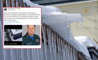 Një copë e madhe akulli bie nga një çati dhe godet gjeneralin rus – përfundon në spital me lëndime të rënda në kokë