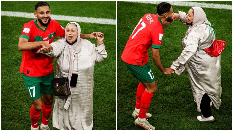 Sofiane Boufal dhe nëna e tij tërhoqën vëmendjen pas triumfit të Marokut – ata festuan fitoren duke kërcyer në fushë