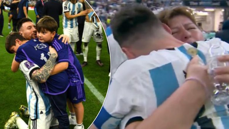 Moment emocionues – Messi feston triumfin e Argjentinës me nënën dhe fëmijët e tij