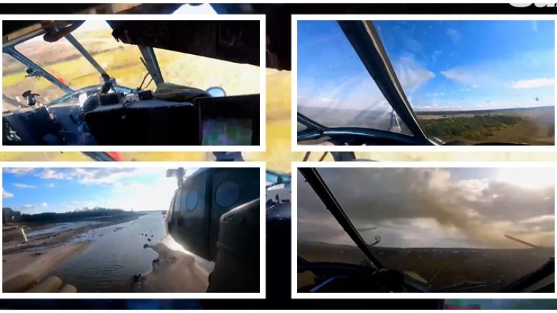 Helikopterët luftarakë të ukrainasve bombardojnë pozicionet e ushtrisë ruse, sulmet filmohen nga brendësia e kabinave të fluturakeve
