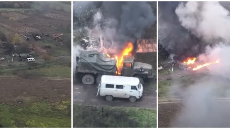 Kamioni me municion si dhe furgoni me raketa ruse goditen me precizitet nga ushtria ukrainase