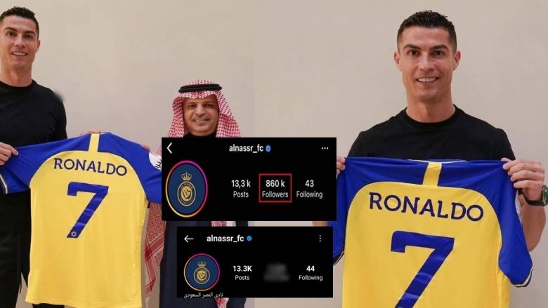Me transferimin e Ronaldos, katërfishohen ndjekësit e Al Nassr në Instagram