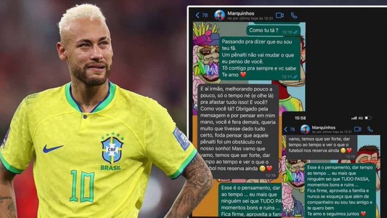 Neymar publikon mesazhe private nga WhatsApp-i, pas eliminimit të Brazilit nga Botërori