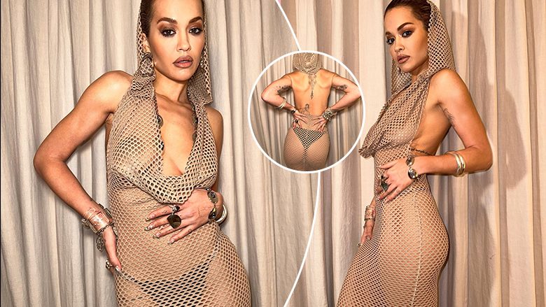 Rita Ora publikon fotografi ‘të zjarrta’ për fansat, duke pozuar me fustan rrjete