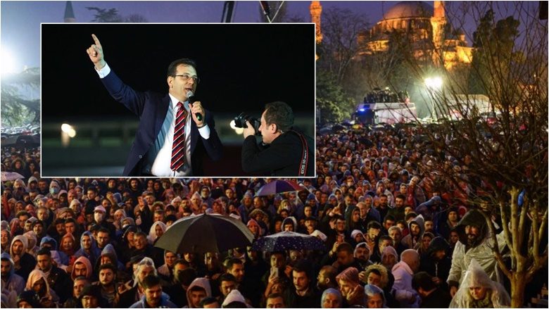 Njerëz të shumtë mblidhen për të mbështetur kryebashkiakun e dënuar të Stambollit – reagime vijnë edhe nga SHBA e BE