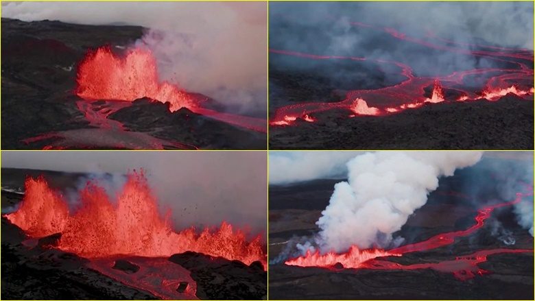 Pamjet nga helikopteri kapin momentin ‘e rrallë’ të vullkanit Mauna Loa – ndërsa një tjetër vullkan 30 km larg shpërtheu gjithashtu