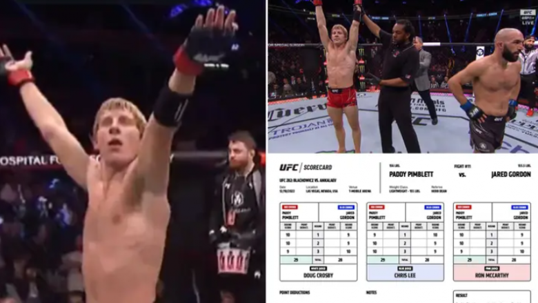 Tifozët e UFC nuk mund t’i besojnë notat e gjyqtarëve për Paddy Pimblett kundër Jared Gordon