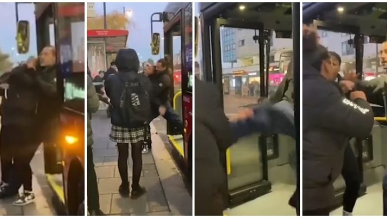 Shoferi i autobusit dhe një pasagjere filmohen duke u rrahur në Londër