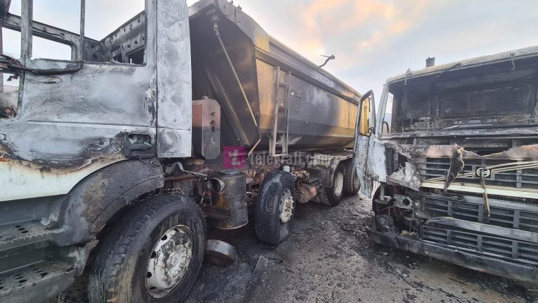 Policia konfirmon djegien e dy kamionëve në afërsi të “Shkëmbit të Dudës”, rasti po hetohet