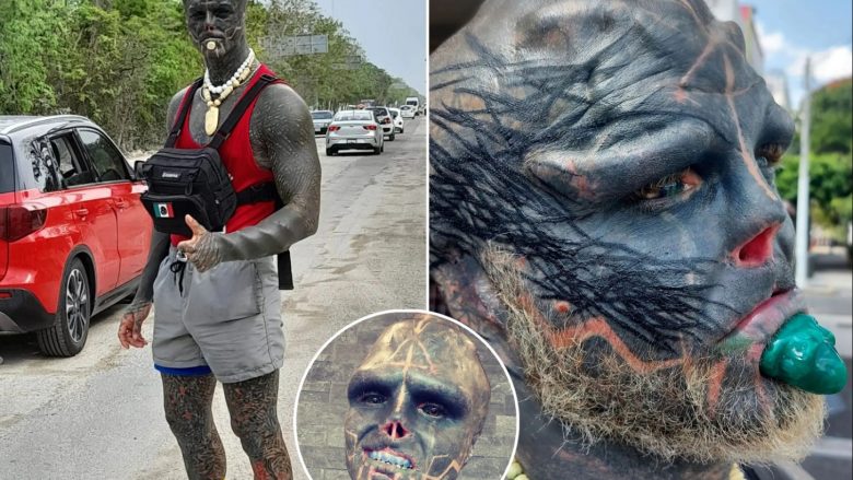 Francezi i mbuluar me tatuazhe që e quan veten “jashtëtokësori i zi”, ka hequr hundën – veshët e disa gishta