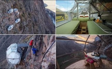 Gjenden në 400 metra lartësi, pushuesit paguajnë 450 dollarë për një në natë – trendi i kabinave të varura në shkëmbinj