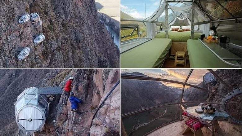 Gjenden në 400 metra lartësi, pushuesit paguajnë 450 dollarë për një në natë – trendi i kabinave të varura në shkëmbinj