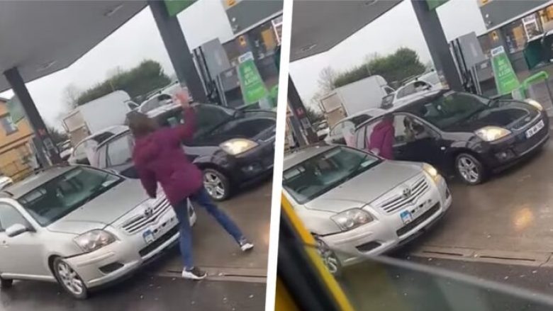 Kaos në një pikë karburanti në Irlandë: Godet veturën para saj, më pas i bërtet shoferes dhe në fund i hedh kanaçe në automjet