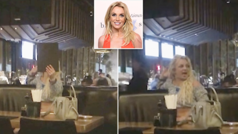 Britney Spears shihet e shqetësuar pasi klientët në një restorant në Los Angeles filluan ta fotografonin