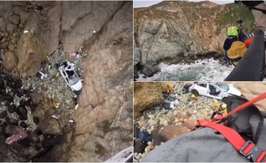 Vetura kishte rënë nga 76 metra lartësi, shpëtimi dramatik me helikopter i të mbijetuarve në një zonë shkëmbore, bregdetare të San Franciskos