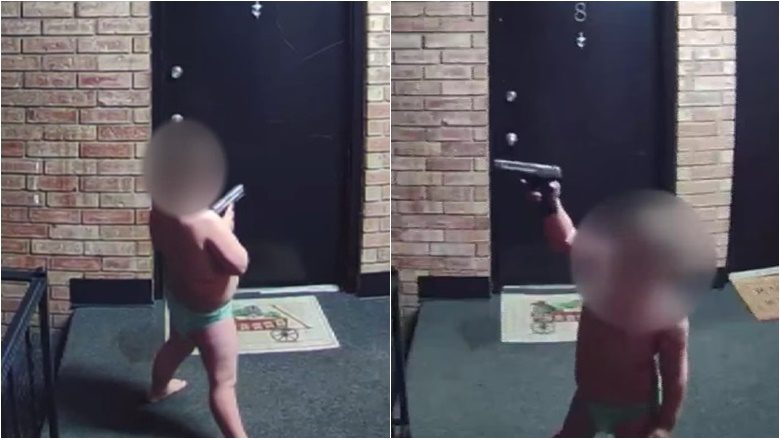 Një fëmijë që luan me një armë të mbushur para një apartamenti në SHBA – pamjet çuan në arrestimin e babait të tij