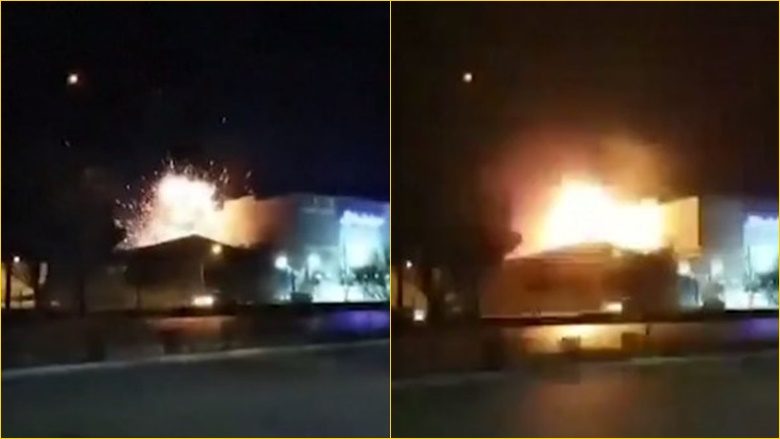 Pamje të shpërthimit të madh që tronditi fabrikën e armëve në Iranin qendror – sulmi thuhet se u bë me “dron-bombë”