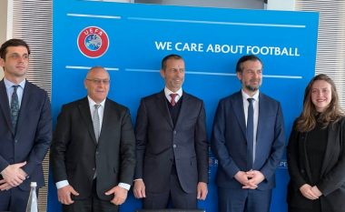 Çeku dhe Ademi takohen me Ceferin, shpalosin planin për ndërtimin e stadiumeve në Kosovë