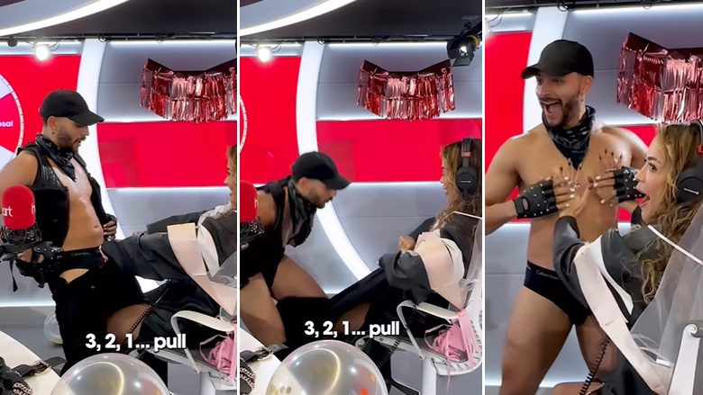 Rita Ora nuk i reziston dot striptistit mashkull dhe e zhvesh atë në studion e iHearRadio