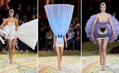 Revyja më e pabesueshme në Javën e Modës në Paris: Modelet mbanin fustane të kthyera poshtë
