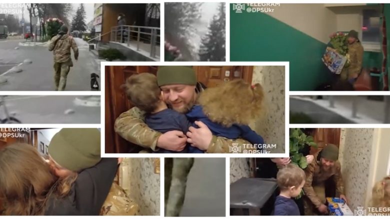 Befasia e këndshme, pjesëtari ukrainas i rojeve kufitare viziton familjen – nuk mungojnë lotët e gëzimit