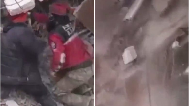 Po kërkonin për të mbijetuar, pamjet e rënda tregojnë se si rrënojat iu shembën mbi kokë ekipeve të shpëtimit në Hatay të Turqisë