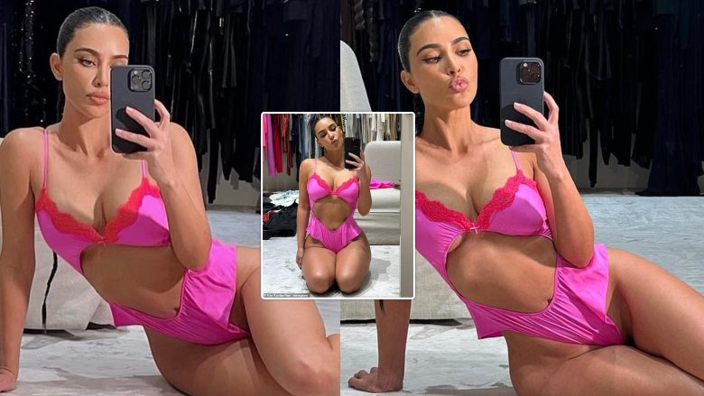 Kim Kardashian shfaqet provokuese në të brendshme ngjyrë rozë