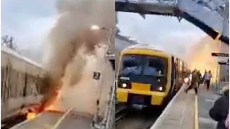 Momenti kur pasagjerët dalin nga treni që mori flakë në qytetin Kent të Anglisë