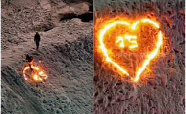 “Urime Pavarësia Kosovë” – bëhet virale pamja artistike me zjarr midis borës e realizuar në Tetovë
