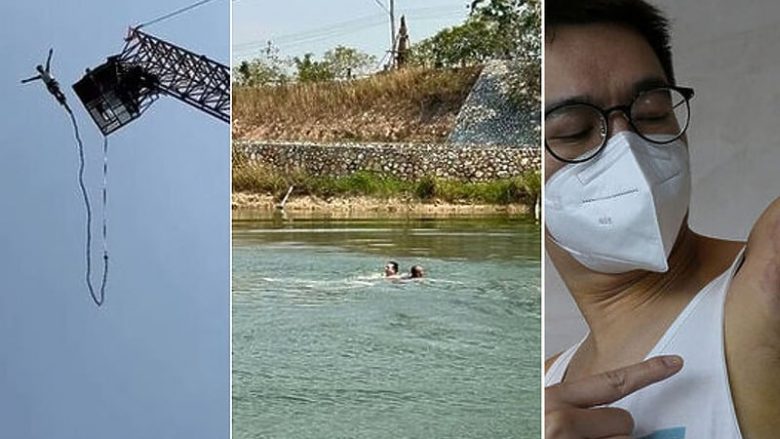 U hodh me litar nga lartësia e madhe, i këputet – shpëton mrekullisht turisti në Tajlandë