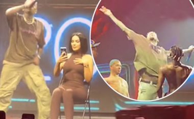 Nuk i kushtoi vëmendje pasi e mori me vete në skenë – Chris Brown hedh telefonin e një fanseje në turmë