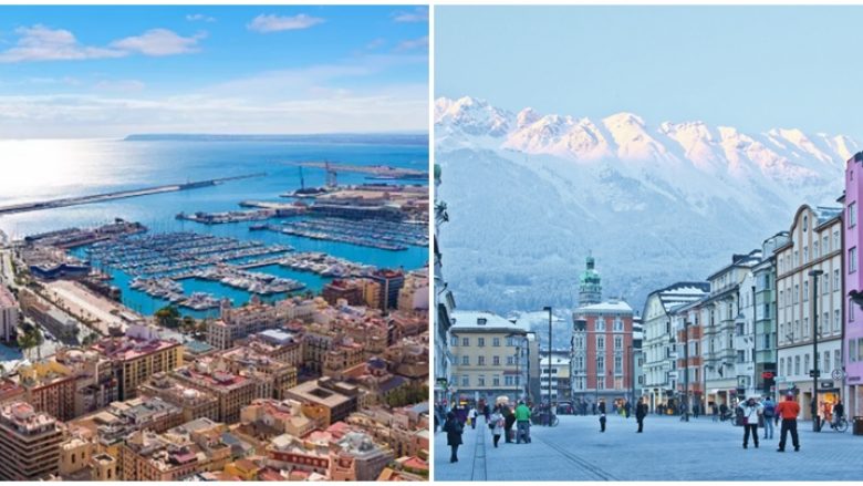Cilat qytete në Evropë kanë më së shumti mot me diell dhe cilat më së shumti me borë?