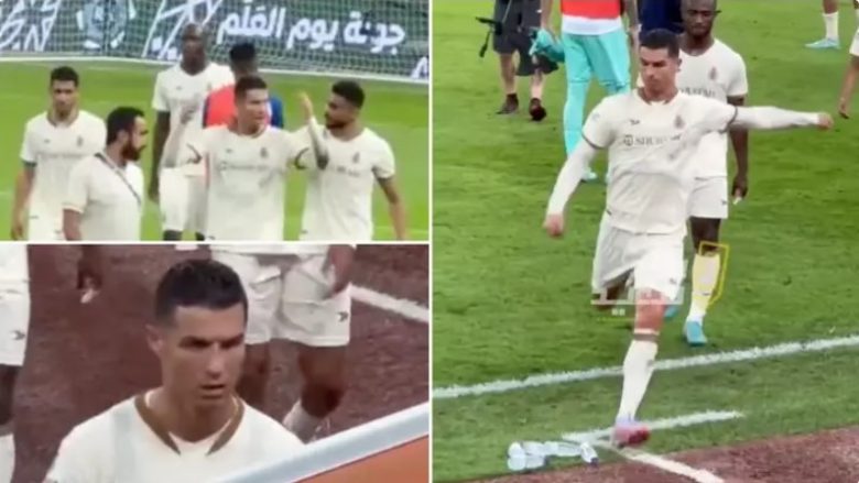 Ronaldo u zemërua pas disfatës dhe provokimeve nga tribuna: Ai goditi shishet e ujit duke dal nga fusha