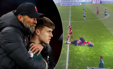 Skena shqetësuese – sensacioni i Liverpoolit, Ben Doak rrëzohet në fushë pasi përplas kokën