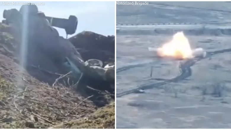 Ushtari ukrainas shkatërron tankun rus T-72, e godet me predhën anti-tank Javelin