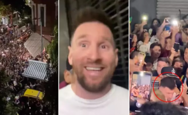 Skena të çmendura në momentin që Messi doli nga një restorant në Argjentinë – rrethohet nga qindra tifozë