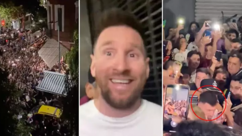 Skena të çmendura në momentin që Messi doli nga një restorant në Argjentinë – rrethohet nga qindra tifozë
