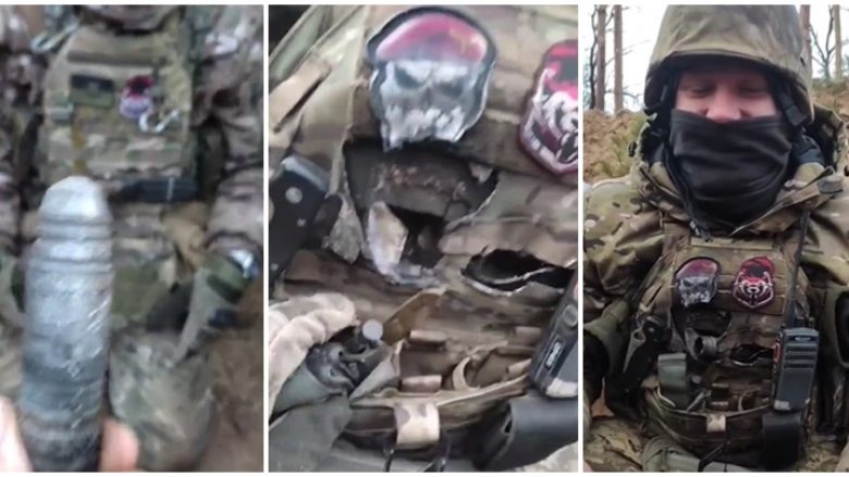 Pavarësisht se ia kishte shqyer jelekun antiplumb plumbi i kalibrit të madh, ushtari ukrainas i mbijeton më të keqes