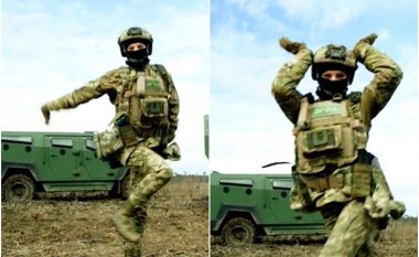 Ushtarja ukrainase 'çmend' rrjetin me vallëzimin e saj