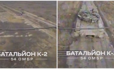 Droni kamikaz i ushtrisë ukrainase godet direkt tankun rus