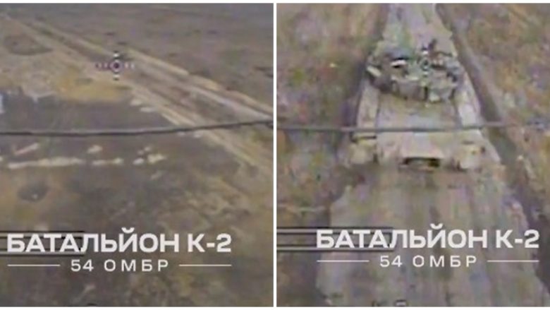 Droni kamikaz i ushtrisë ukrainase godet direkt tankun rus