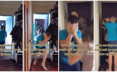 Vizita e paparalajmëruar e ushtarit ukrainas në familje, djali i tij nuk mund t’ju besojë syve kur e sheh para derës