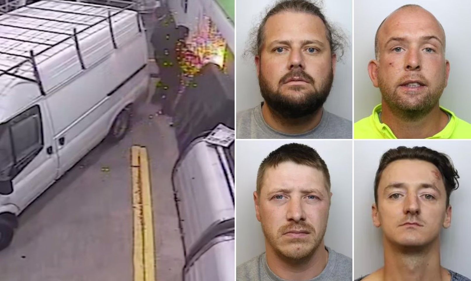 They broke the door of the ATM using the rope tied to the van, they ...