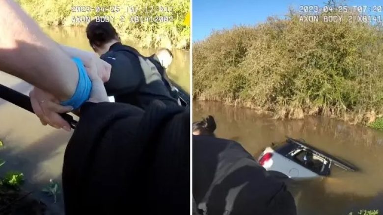 Kishte ngecur brenda veturës që po mbulohej nga uji, policët amerikanë arrijnë ta shpëtojnë gruan