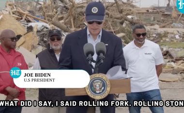 Biden ia huq gjatë vizitës në qytetin e shkatërruar nga tornadoja, në vend se t’i thotë Rolling Fork e ngatërron me Rolling Stone