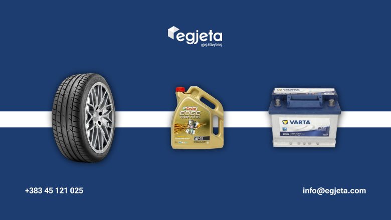 Me cilësi të lartë dhe nga brendet më të njohura mund të gjeni goma, bateri dhe vajra për vetura në eGjeta.com